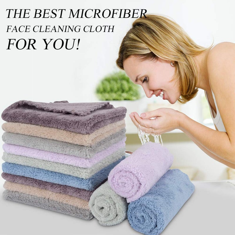 SUNLAND Microfiber Face Cloth Reusable Makeup Remover Facial Cleansing Towel Ultra Soft Face Washcloth 12inchx12inch 12 Pack Multicolor - Image 3